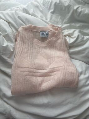 adidas Pale Pink Cable Knit Crewneck Sweater